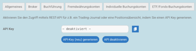Meine Einstellungen - API