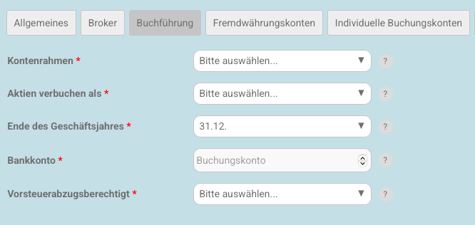 Meine Einstellungen - Buchführung