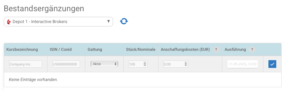 Bestandsergänzungen